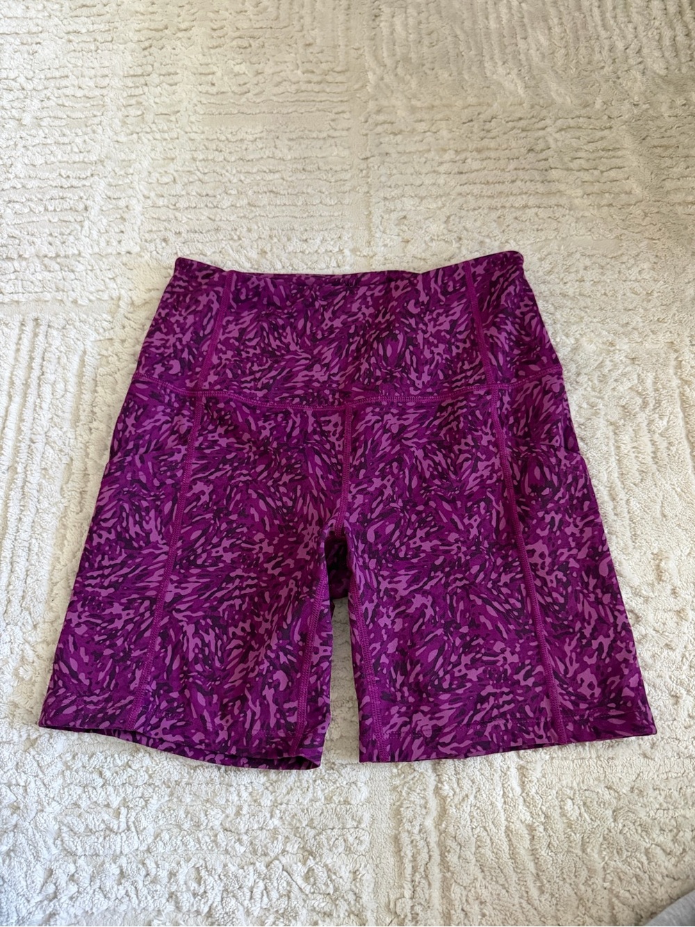 Zella Athleisure Purple Patterned High-Rise Bike Shorts